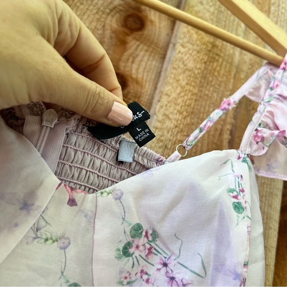 Lilac Pink Floral Ruffled Tiered Bustier Flutter-Sleeve Midi Dress 🌿 - Picture 10 of 11